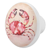 かわいい小さなピンクのカニの踊りを砂の向こうに セラミックノブ (右)