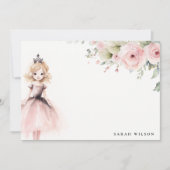かわいい小さなピンクのプリンセス ローズ フラワー 誕生日 ノートカード (正面)