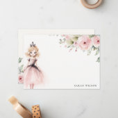 かわいい小さなピンクのプリンセス ローズ フラワー 誕生日 ノートカード (正面/裏面インサイチュ)