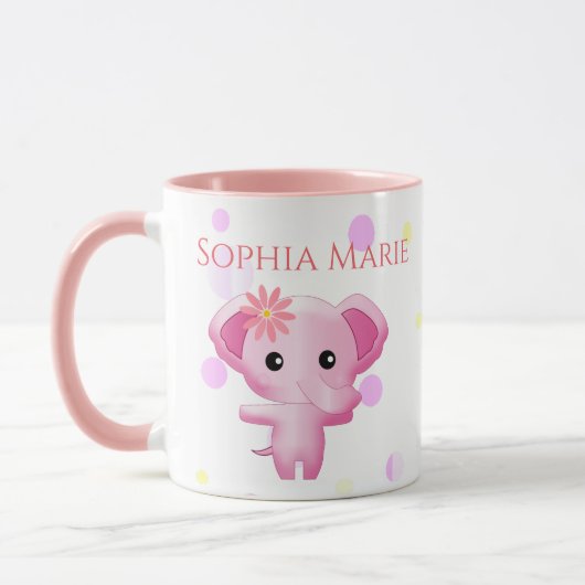 かわいい小さなピンクのベビーガールゾウ マグカップ (左)