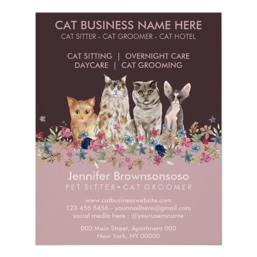 かわいい小さなピンクの猫 ポスター (正面)