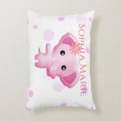 かわいい小さなピンクの赤ちゃん女の子象 アクセントクッション (正面(垂直))