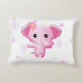 かわいい小さなピンクの赤ちゃん女の子象 アクセントクッション (裏面)