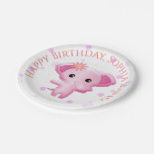 かわいい小さなピンクの赤ちゃん女の子象 ペーパープレート (アングル)