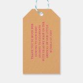 かわいい小さなピンクの鳥のテーマ女の子の赤ちゃんシャワー ギフトタグ (裏面)