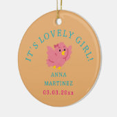 かわいい小さなピンクの鳥のテーマ女の子の赤ちゃんシャワー セラミックオーナメント (左)