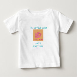 かわいい小さなピンクの鳥のテーマ女の子の赤ちゃんシャワー ベビーTシャツ