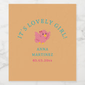 かわいい小さなピンクの鳥のテーマ女の子の赤ちゃんシャワー ワインラベル (シングルラベル)