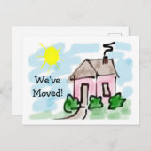 かわいい小さなピンクハウス引越し告知 案内ポストカード (正面/裏面)