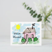 かわいい小さなピンクハウス引越し告知 案内ポストカード (スタンド正面)