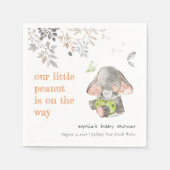 かわいい小さなピーナッツ象の葉の赤ちゃんシャワー スタンダードカクテルナプキン (正面)