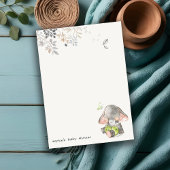 かわいい小さなピーナッツ象の葉の赤ちゃんシャワー ノートカード