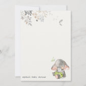 かわいい小さなピーナッツ象の葉の赤ちゃんシャワー ノートカード (正面)