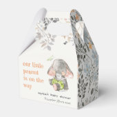 かわいい小さなピーナッツ象の葉の赤ちゃんシャワー フェイバーボックス (裏面サイド)