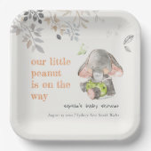 かわいい小さなピーナッツ象の葉の赤ちゃんシャワー ペーパープレート (正面)