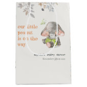 かわいい小さなピーナッツ象の葉の赤ちゃんシャワー ミディアムペーパーバッグ