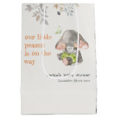 かわいい小さなピーナッツ象の葉の赤ちゃんシャワー ミディアムペーパーバッグ (裏面)