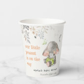 かわいい小さなピーナッツ象の葉の赤ちゃんシャワー 紙コップ (裏面)