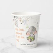 かわいい小さなピーナッツ象の葉の赤ちゃんシャワー 紙コップ (正面)