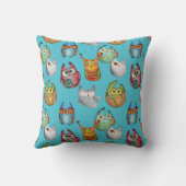 かわいい小さなフクロウのオールオーバーデザイン クッション (裏面)