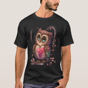 かわいい小さなフクロウのバレンタイン動物の愛5 Tシャツ