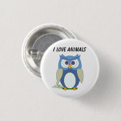 かわいい小さなフクロウのボタン 缶バッジ (正面&裏面)