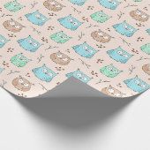 かわいい小さなフクロウの鳥柄 | ラッピングペーパー (角)