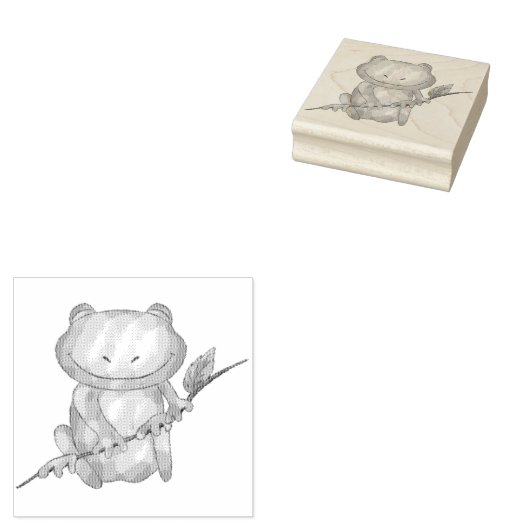 かわいい小さなフロギー |ウッドのスタンプ ラバースタンプ (押印)