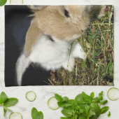 かわいい小さなフワフワのバンニー キッチンタオル (折り畳み)