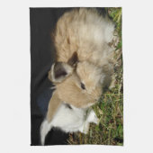 かわいい小さなフワフワのバンニー キッチンタオル (縦)