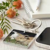 かわいい小さなフワフワのバンニー キーホルダー (正面右)