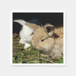 かわいい小さなフワフワのバンニー スタンダードカクテルナプキン