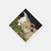 かわいい小さなフワフワのバンニー スタンダードカクテルナプキン (角)