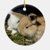 かわいい小さなフワフワのバンニー セラミックオーナメント (裏面)