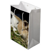 かわいい小さなフワフワのバンニー ミディアムペーパーバッグ (正面アングル)