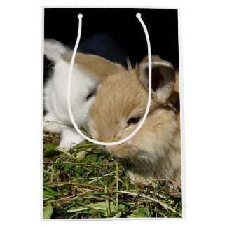 かわいい小さなフワフワのバンニー ミディアムペーパーバッグ