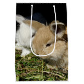 かわいい小さなフワフワのバンニー ミディアムペーパーバッグ (裏面)