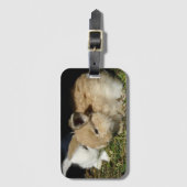 かわいい小さなフワフワのバンニー ラゲッジタグ (正面縦)