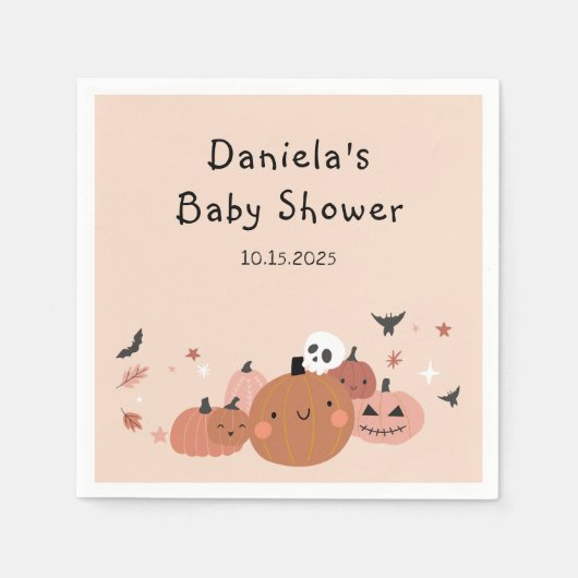 かわいい小さなブハロウィーンの赤ちゃんシャワー スタンダードカクテルナプキン (正面)