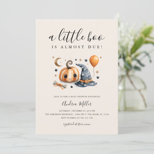 かわいい小さなブハロウィーンの赤ちゃんシャワー 招待状 (スタンド正面)