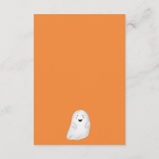 かわいい小さなブハロウィーンオレンジ色の本の赤ちゃんシャワー エンクロージャーカード (裏面)