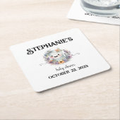 かわいい小さなブハロウィーンベビーシャワーコースター スクエアペーパーコースター (アングル)