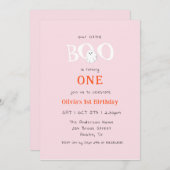 かわいい小さなブハロウィーン幽霊女の子1st誕生日 招待状 (正面/裏面)