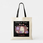 かわいい小さなブピンクブラックネームハロウィーン トートバッグ (裏面)