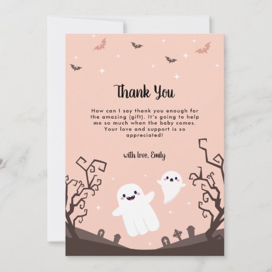 かわいい小さなブーはほとんど赤ちゃんシャワー サンキューカード (正面)