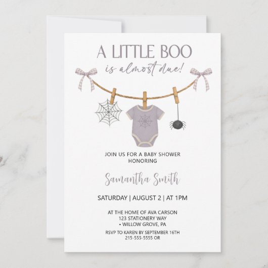 かわいい小さなブーはほとんど赤ちゃんシャワー 招待状 (正面)