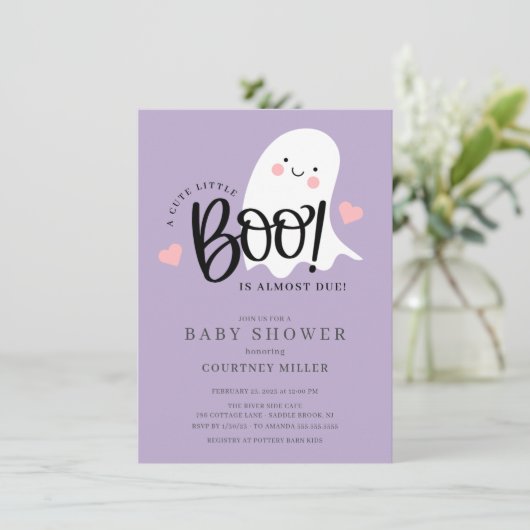 かわいい小さなブーはほとんど赤ちゃんシャワー 招待状 (スタンド正面)