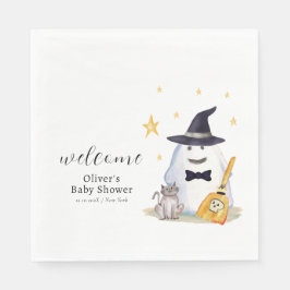 かわいい小さなブー幽霊男の子ベイビーシャワーへようこそ スタンダードランチョンナプキン