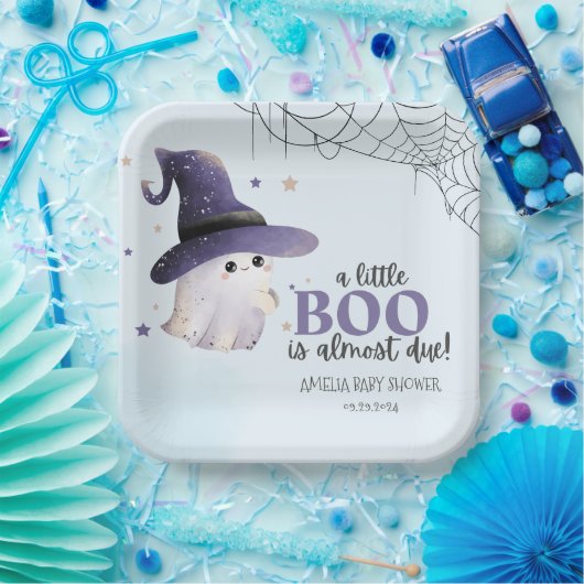 かわいい小さなブー水の色秋男の子のシャワー ペーパープレート (パーティー)