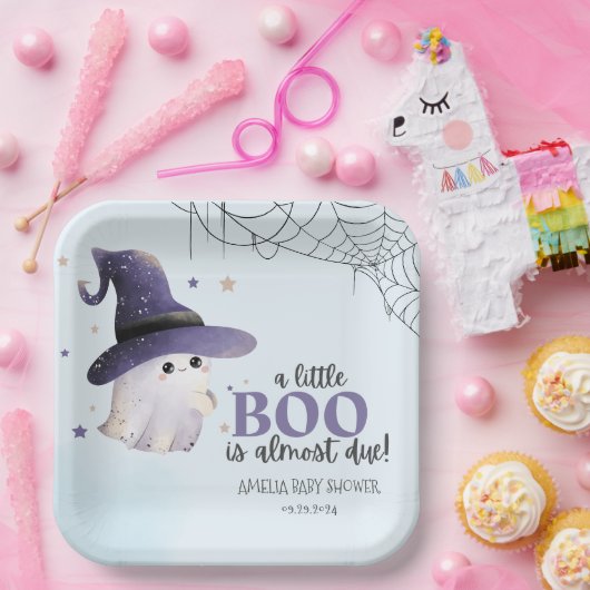 かわいい小さなブー水の色秋男の子のシャワー ペーパープレート (パーティー)